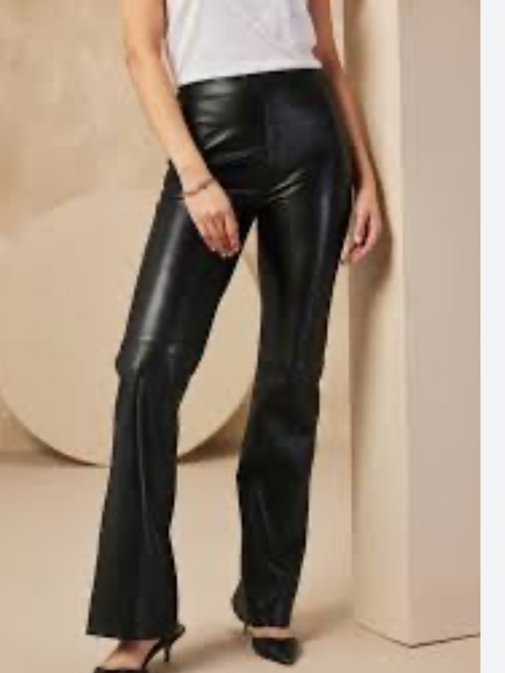 Danier “Kathleen” Black genuine Leather Flare Jeans size 2